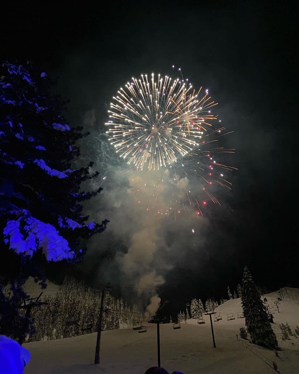 Fireworks celebrating the New Year in the mountains